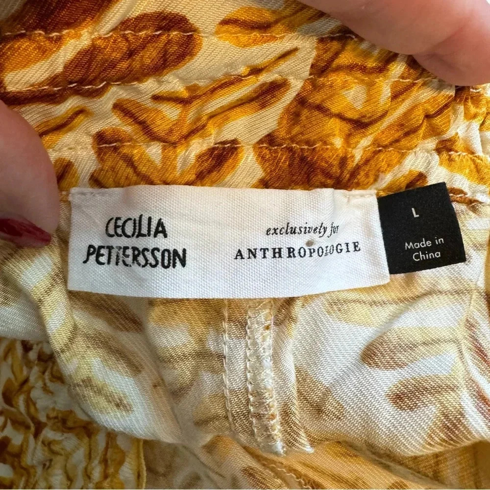 Anthropologie CECILIA PETTERSSON Pull-On Floral Leaf Print Wide Leg Pants - Picture 5 of 7